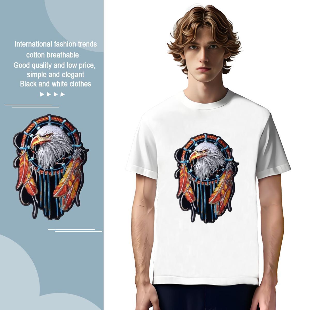 T Shirts Men 230g 100% Cotton eagle Outdoor Crew Neck Breathable Oversized 4XL Men Tops Tees Fashion Designer Cool Design Tees Shirts
