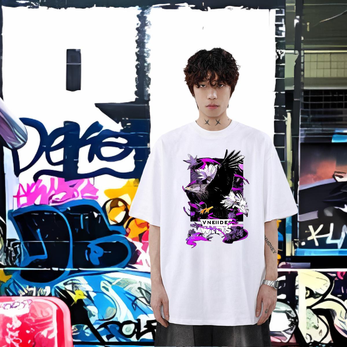 Customized T Shirts Men 230g 100% Cotton eagle Casual Daily Wear Top Tees Breathable Soft Popular Tshirts Custom Print Plus Size