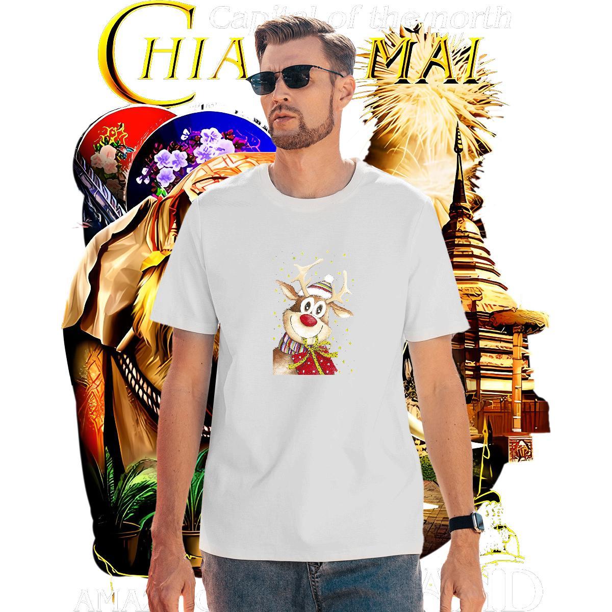 Wholesale Couples T Shirts 100% Cotton 230g Christmas T Shirt For Man Casual Beach Pure Cotton DIY Printed 2024 DIY Polos