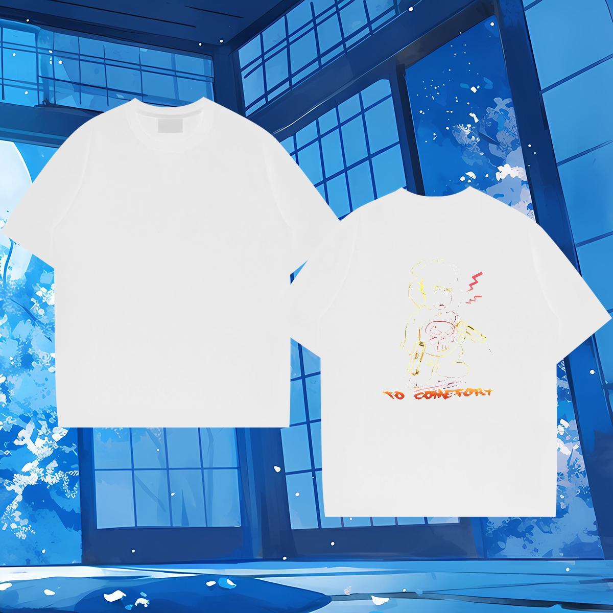 Casual New T Shirts Men 230g Cotton bear Spring Summer Wear Short Sleeve O-Neck High Quality Tshirts DIY Printed