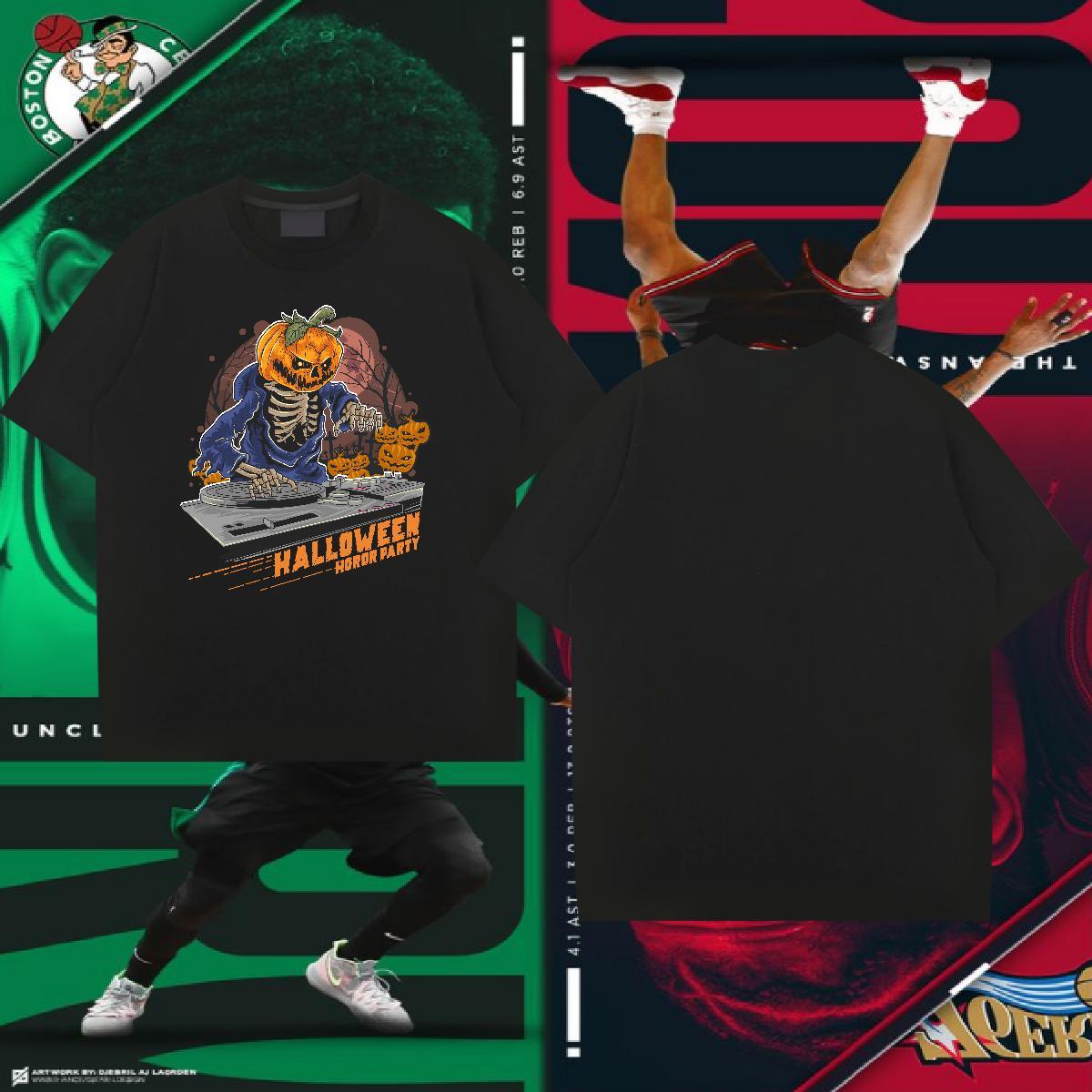 Loose Men Tshirts 230g Cotton Halloween T shirt Sport Breathable Soft Custom Anime 2024 DIY Tops