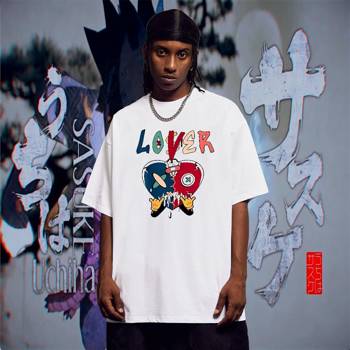 Brand Men Tops Tees 100% Cotton 230g Anime Printing Street letter DIY Logo Oversized O Neck Short Sleeves Casual New Mens T Shirts Clothes