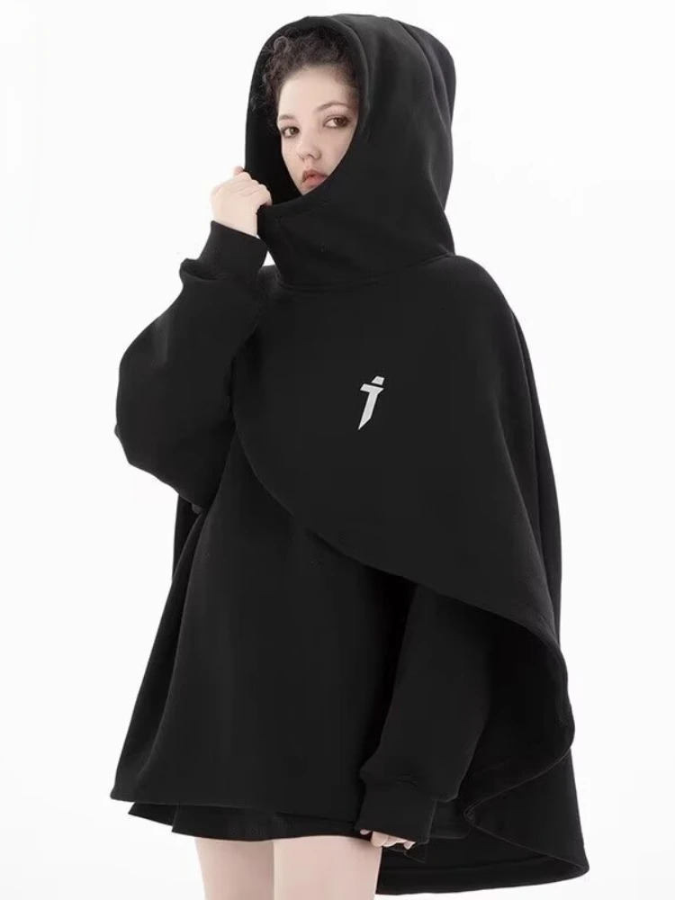 Gothic Hoodies Men Unisex Chic Loose Spring Fashion Handsome Functional Harajuku High Street Hop Couples Clothing Autumn BF 240806