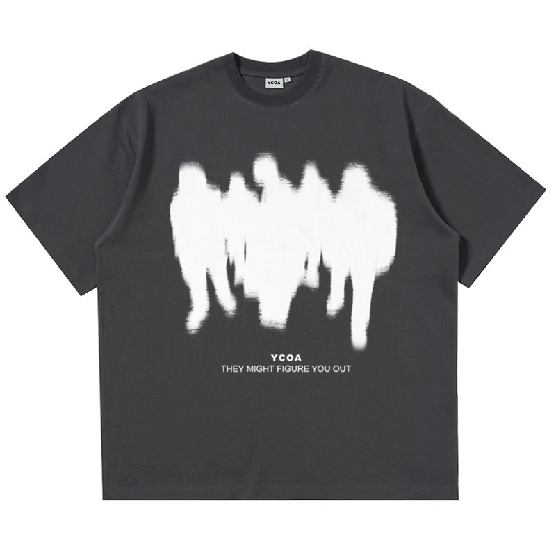 Mens T-Shirts Oversized Shadow Cotton Harajuku Goth Y2k Streetwear Tops Short Sleeve Korean Fashion Hip Hop Aesthetic Clothing 240814