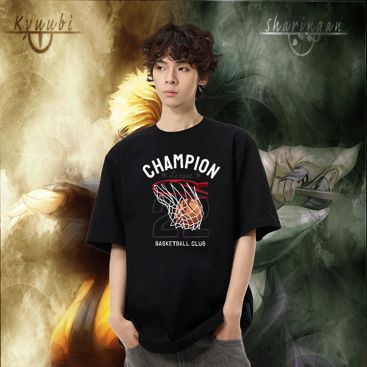 Unisex Tshirts 230g Pure Cotton Street Wear basketball Anime Print O Neck Short Sleeves Fashion Design Mens T Shirts Tops
