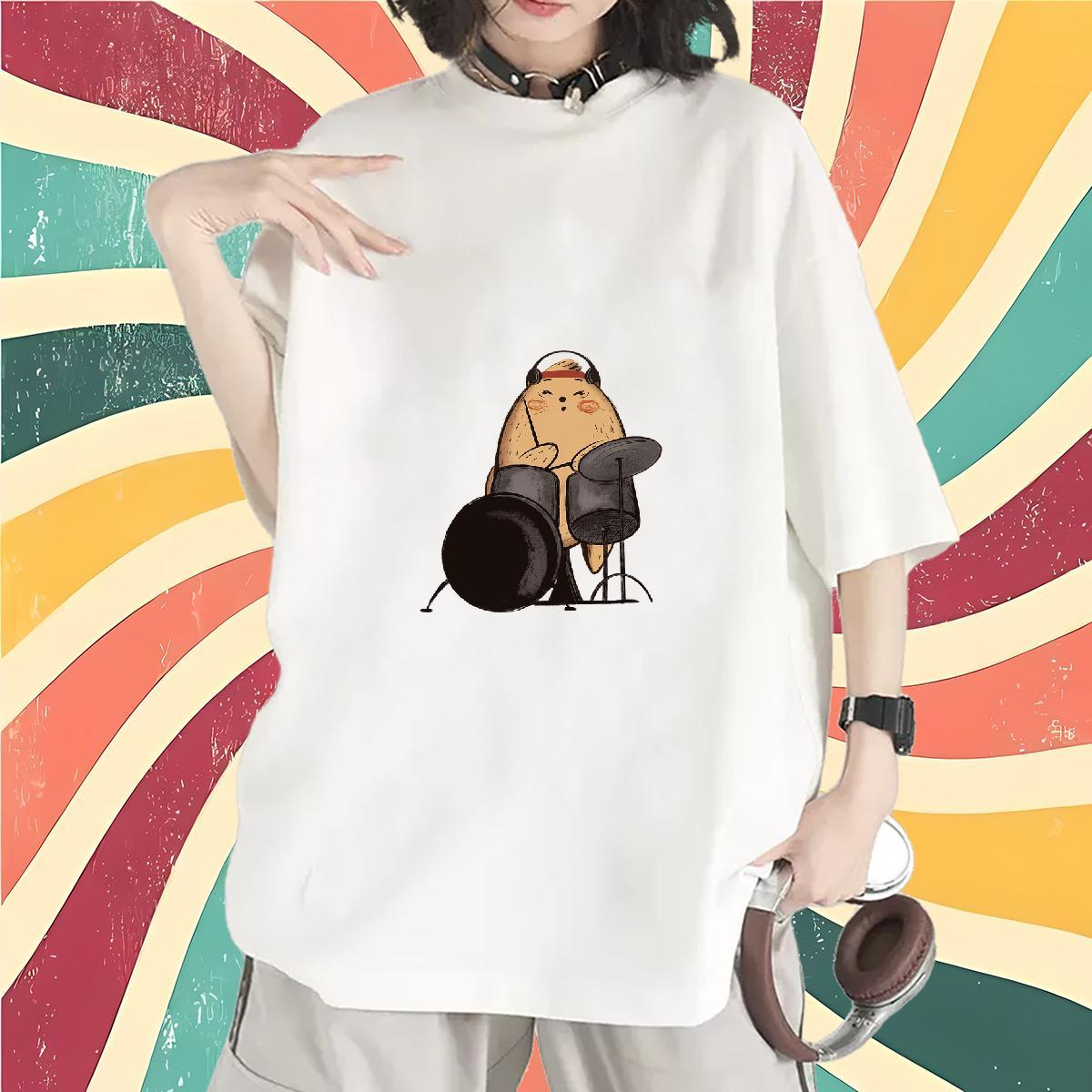 Popular T shirt Short Sleeve O-Neck Couples T Shirts White Plus Size mouse Summer Casual 230g 100% Cotton DIY Wear