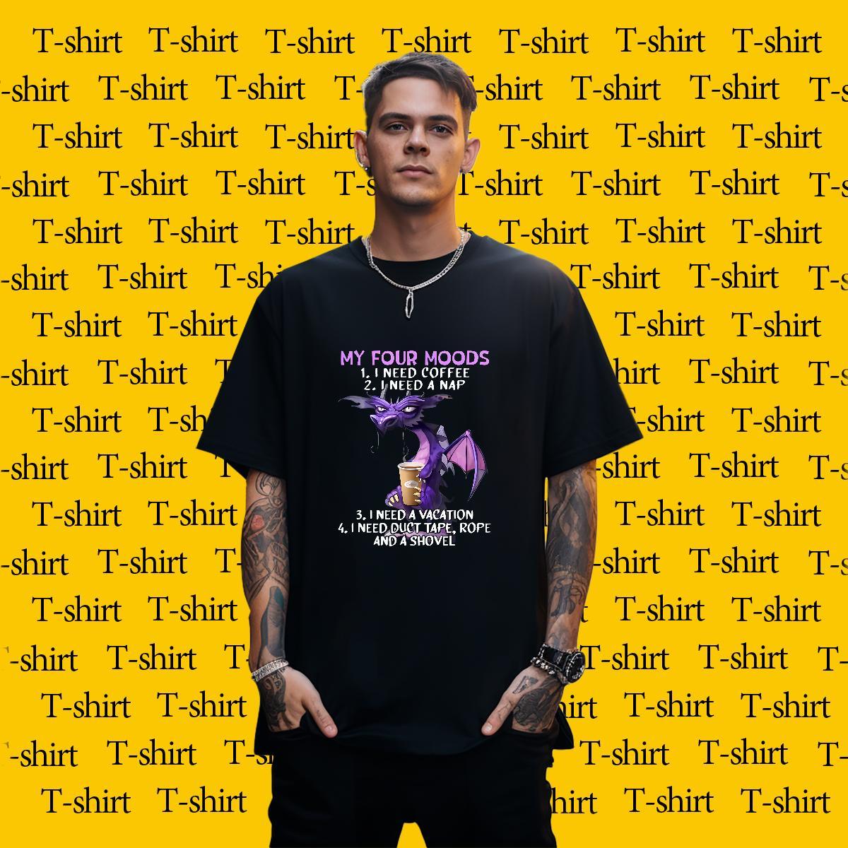 Wholesale T-Shirts 230g Pure Cotton dinosaur Daily Wear Top Tees O Neck Short Sleeves Comfortable Tshirts DIY