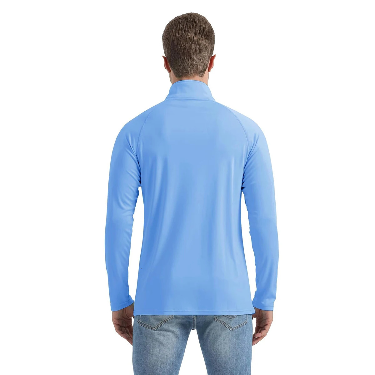 MAGCOMSEN Mens UV Protection Fishing T-shirt Lightweight Quick Dry Long Sleeve Zip Hiking Shirt Summer Casual Rash Guards UPF50 240806