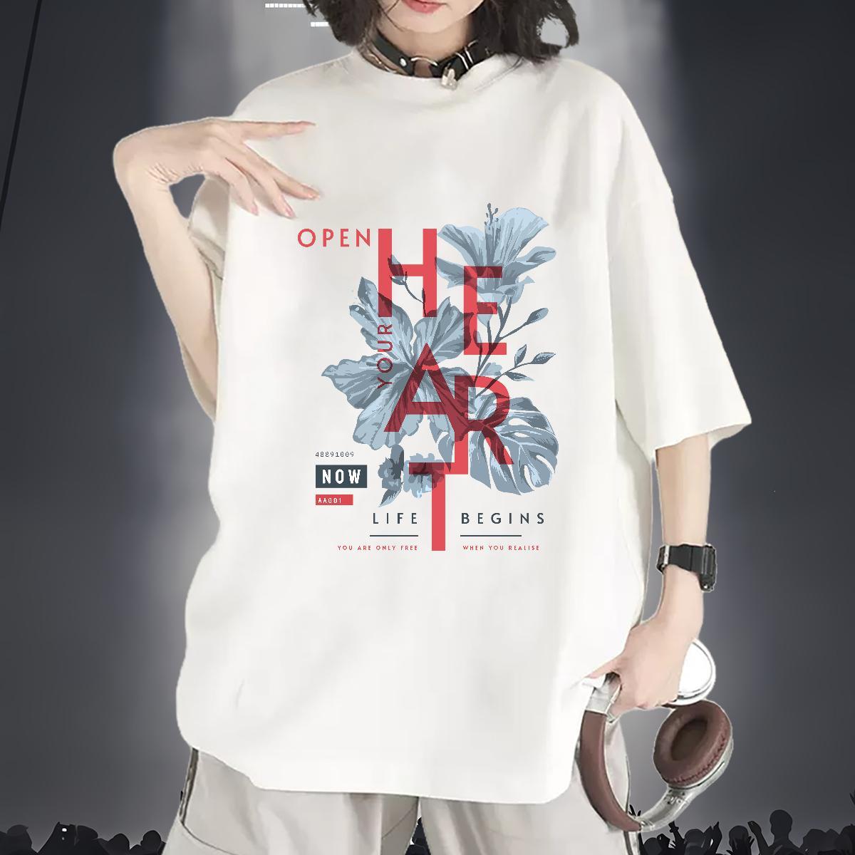 Brand T-Shirts Breathable Couples T Shirts Cartoon Printing L-4XL tree Sports Casual 230g Pure Cotton Classic Tops Tees