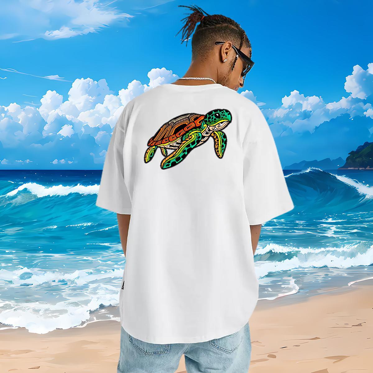 Fashion New T-Shirts for Men 100% Cotton 230g tortoise Hip Hop Street Clothings Breathable Short Sleeve Popular Tshirts Skull