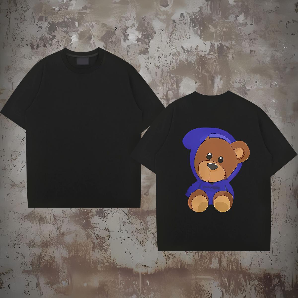 Casual New Men T Shirts 230g 100% Cotton bear Home Outdoor Tees Breathable Soft Cool Tshirts Custom Cartoon