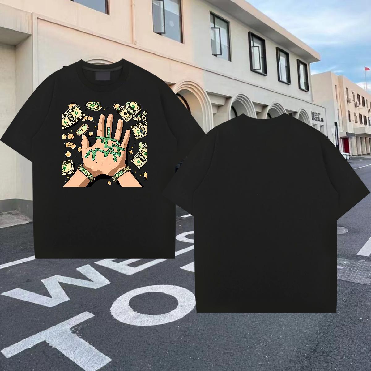 Cool Couples T Shirts 230g Cotton Casual Beach dollar Cartoon Printing L-4XL O-Neck Short Sleeve Customized T shirt Tee Shirt