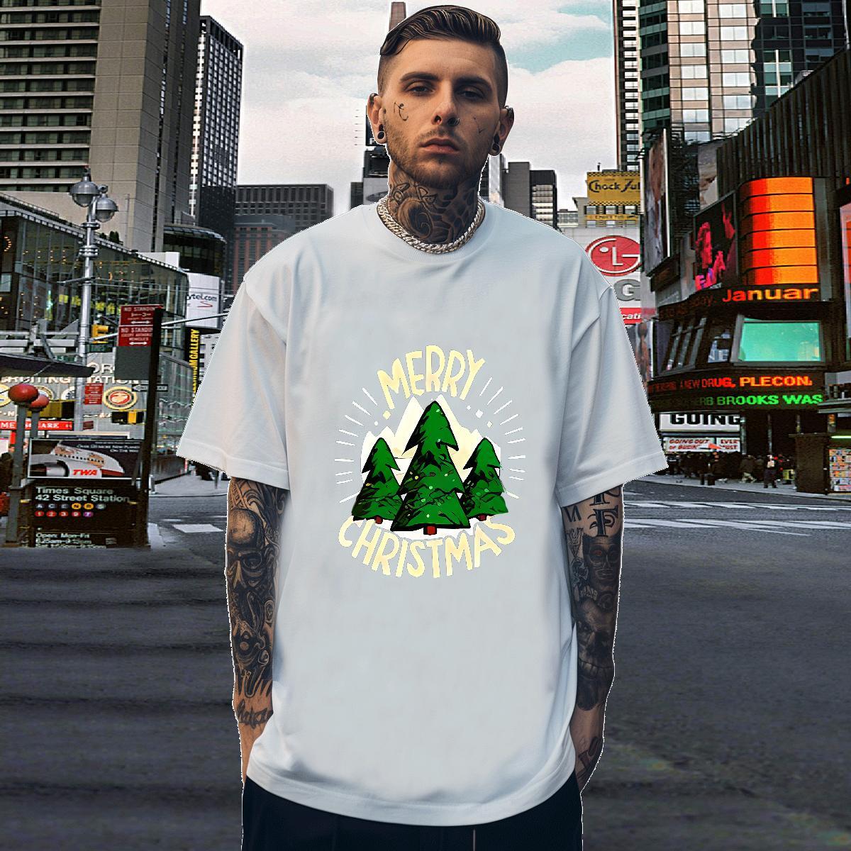 Man T Shirts 230g 100% Cotton tree Beach Short Sleeve Soft Cartoon Print Men Clothes T-Shirt Free Shipping Wholesale Tops Tees