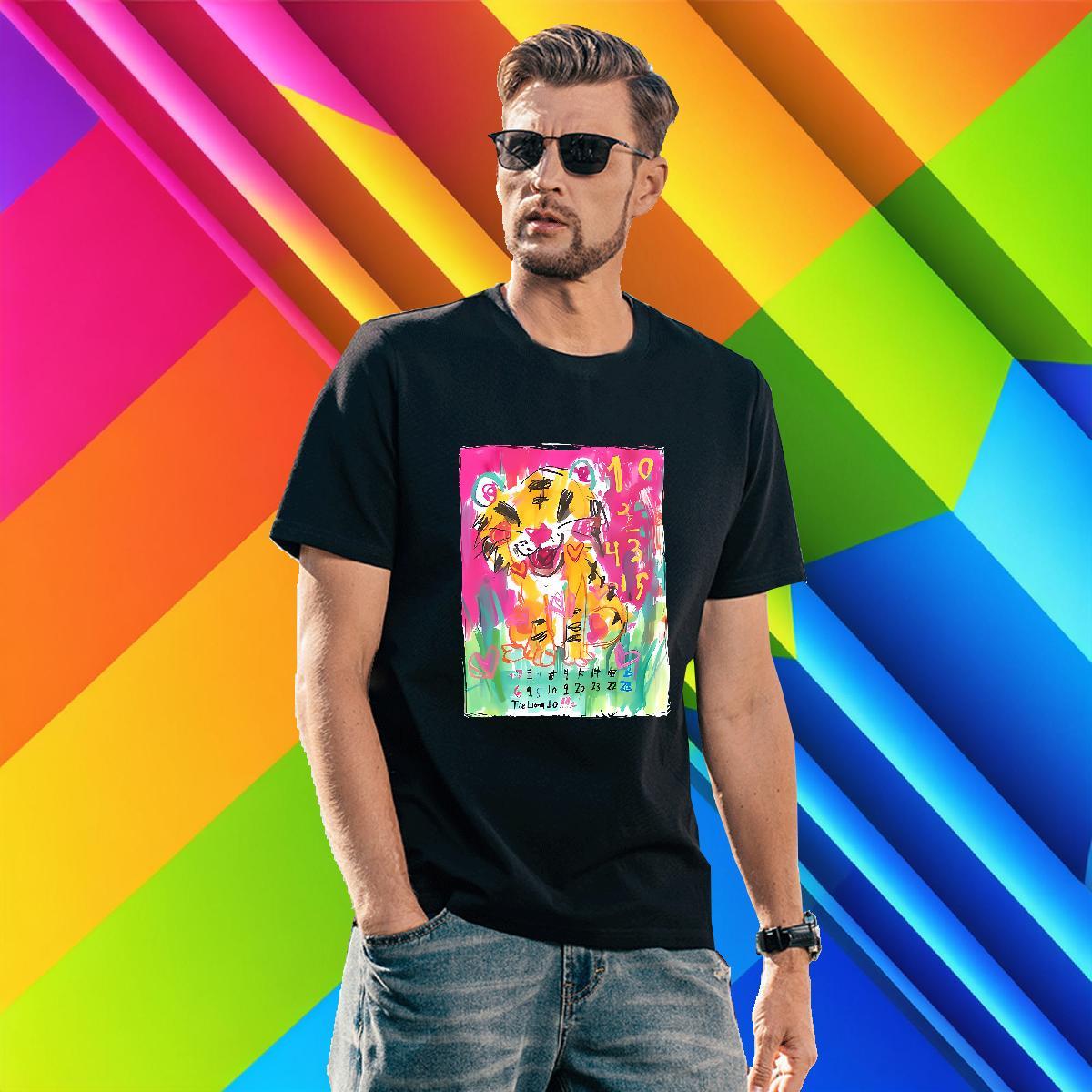 Cool Men Tees 230g 100% Cotton tiger T Shirt For Man Sport Crew Neck White Plus Size Fashion Top Tees