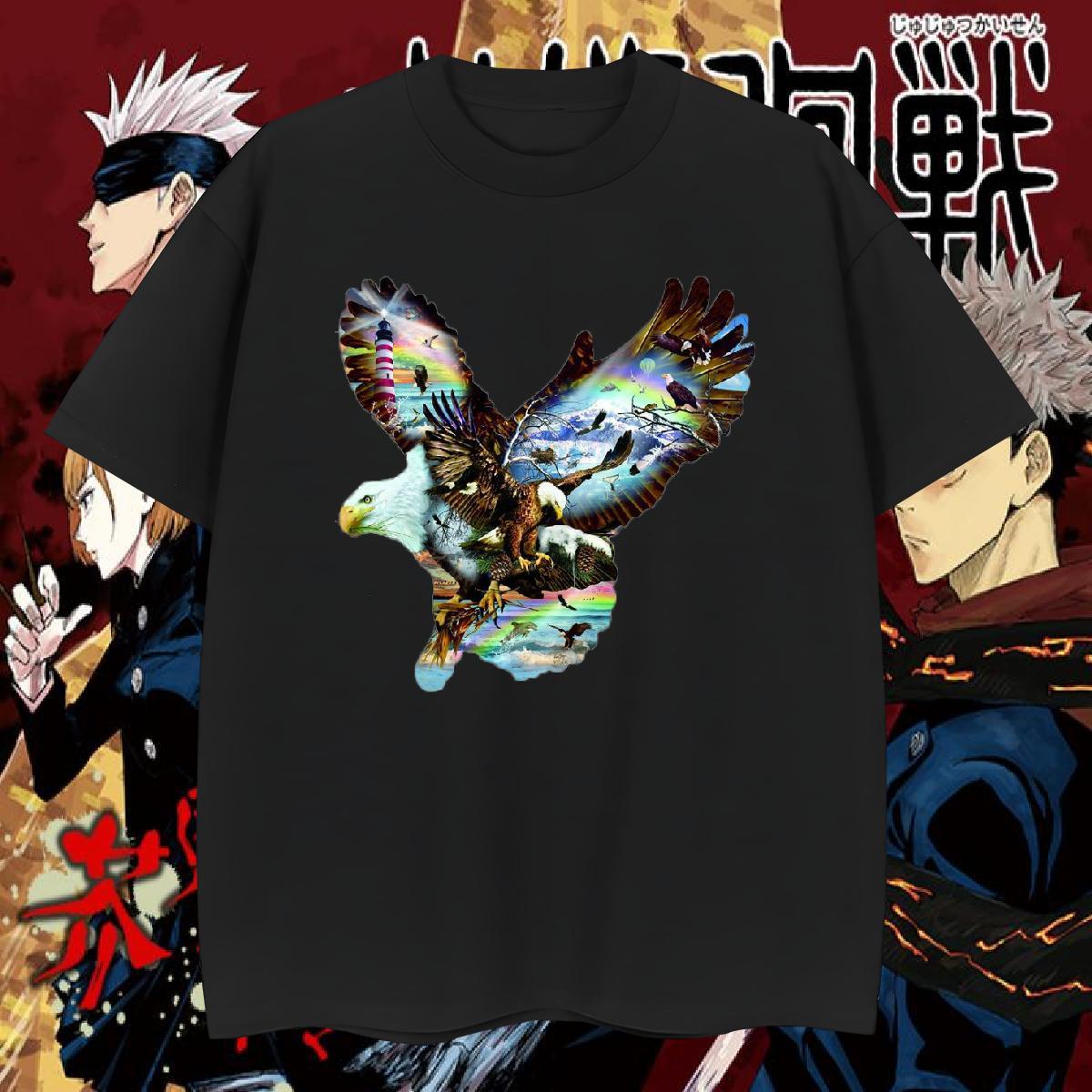 Free Shipping T-Shirts 230g 100% Cotton eagle Spring Summer Top Tees Short Sleeve O-Neck TOP Quality Couples T Shirts DIY Logo Oversized
