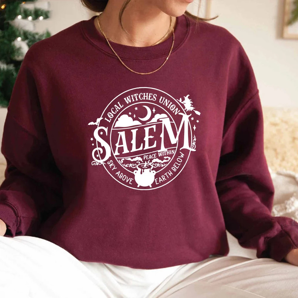 Local Witches Union Sweatshirt Halloween Sweatshirt Women Hoodies Witches Clothes Long Sleeve Pullovers Fall Tops Hoodie 240806