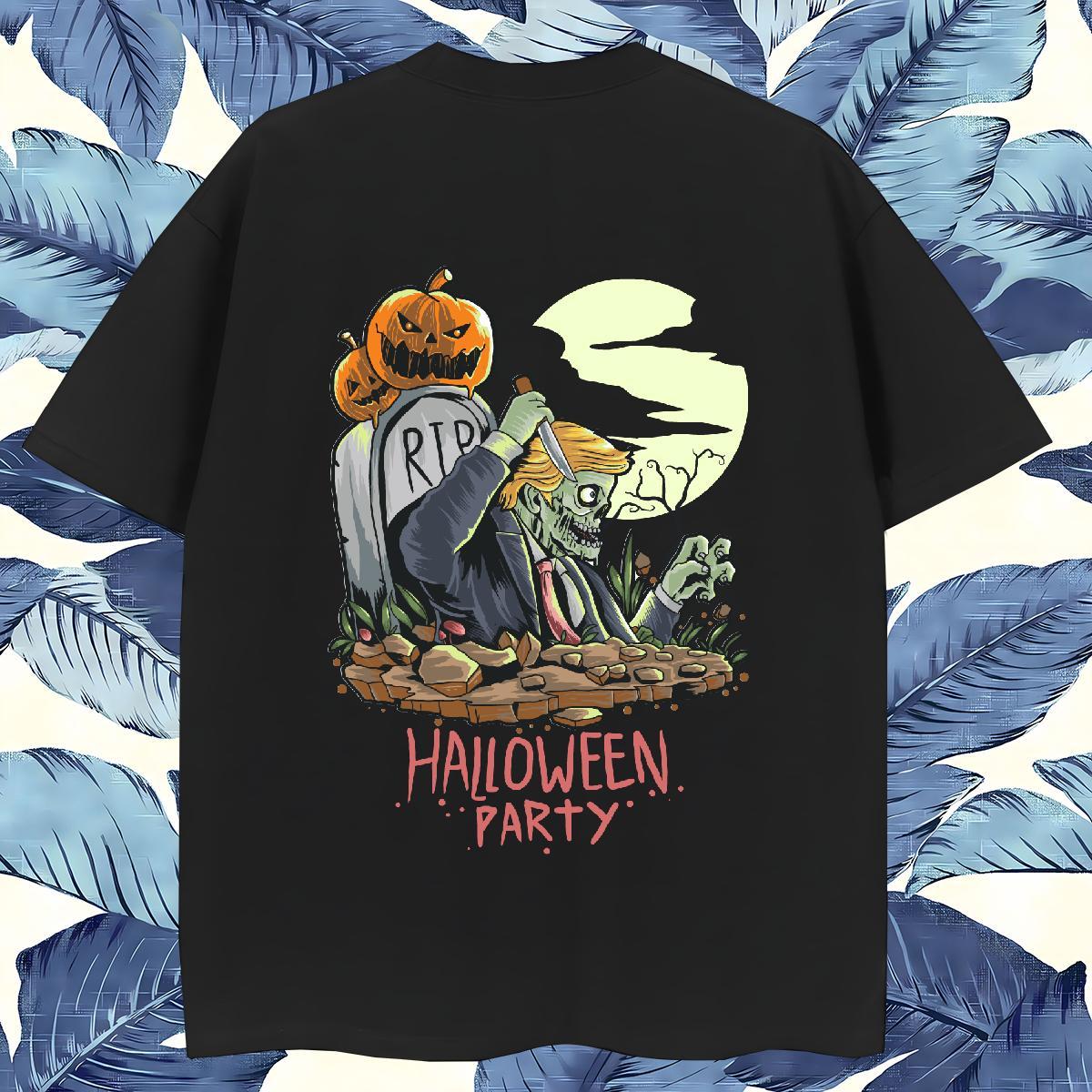 Fashion Design T-Shirts 100% Cotton 230g Halloween Hip Hop Street Tees Crew Neck Brand Men Clothes T-Shirt Oversized