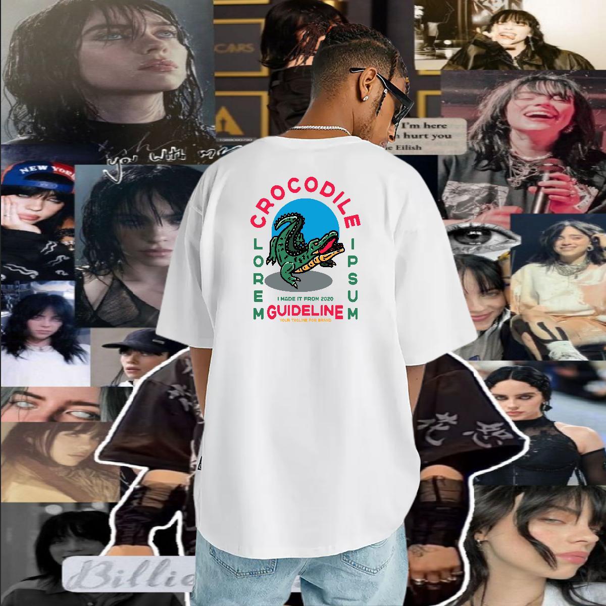 2024 New Men T Shirts 230g 100% Cotton crocodile Outdoor Wear Short Sleeve O-Neck Loose Fit Tshirt for Man Woman Custom Anime