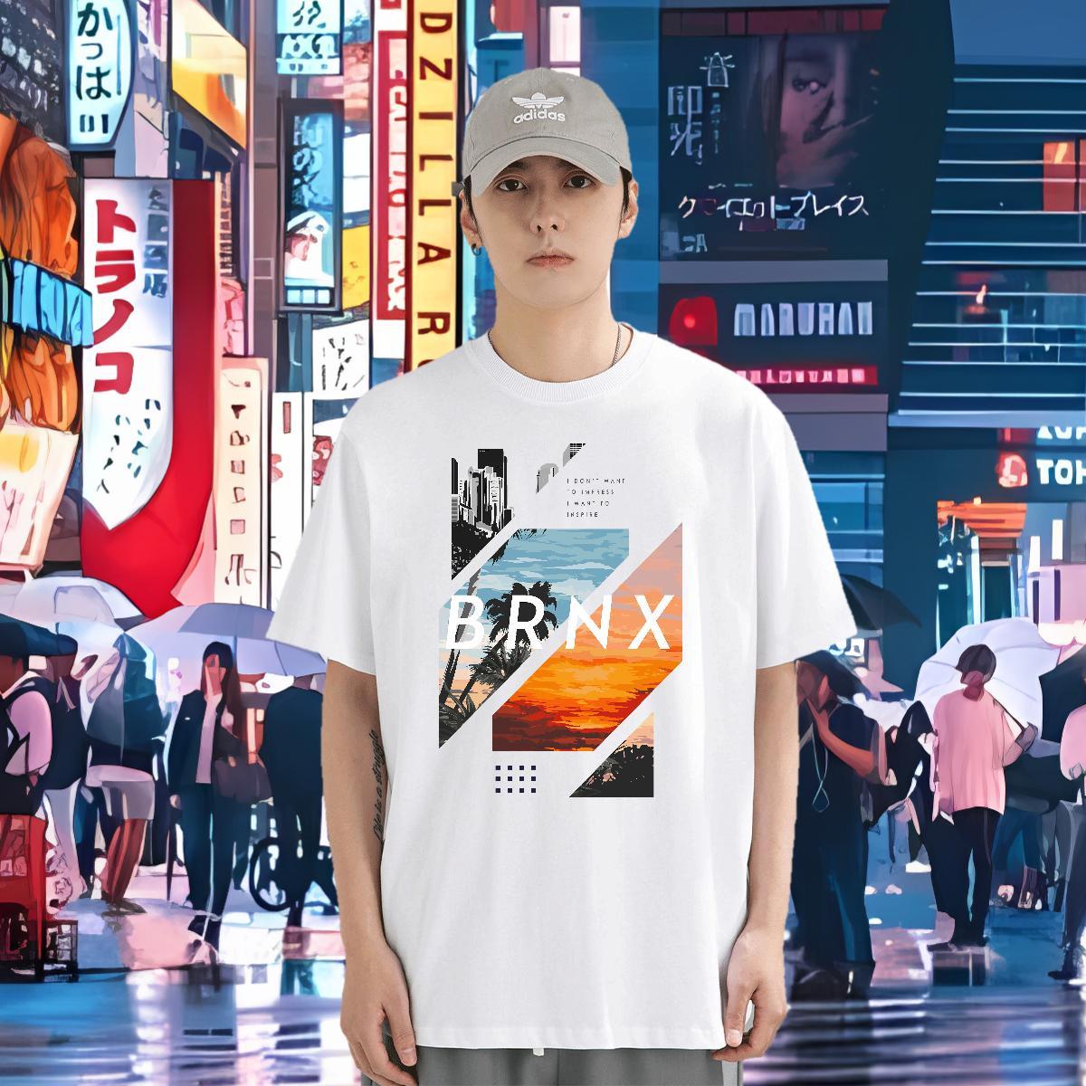 T Shirt For Man 230g 100% Cotton tree Hip Hop Breathable Short Sleeve Black White Couples T Shirts DIY Customized Cool Tees Shirts