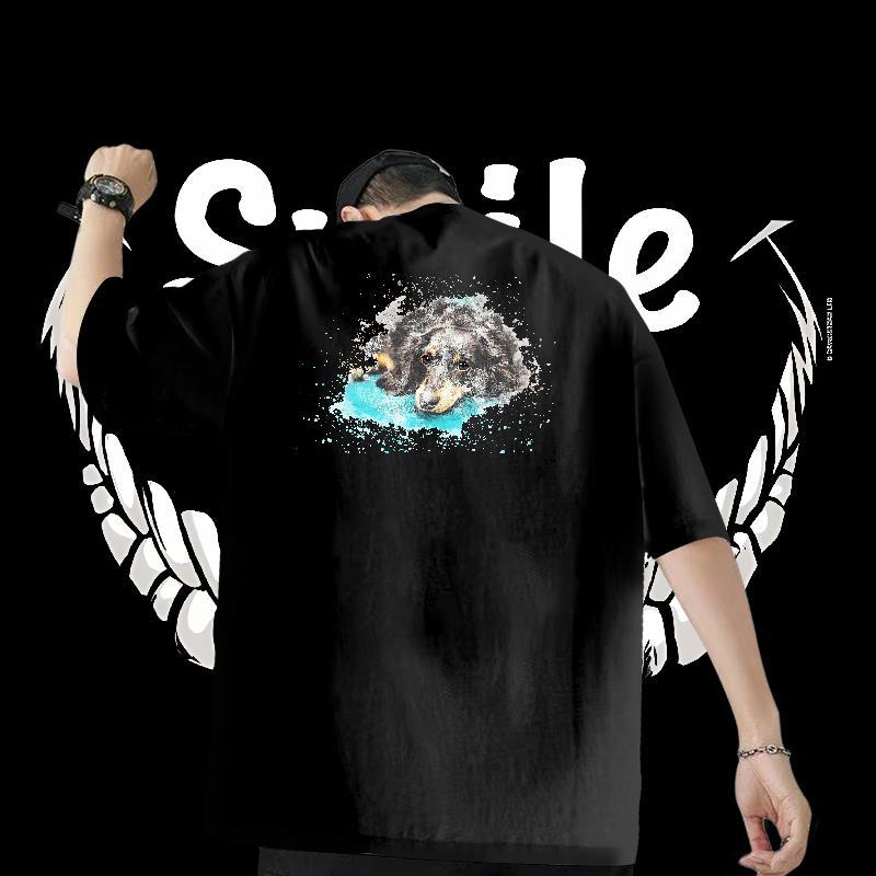 2024 New Man T Shirts 100% Cotton 230g dog Sport Tees Shirts Pure Cotton Comfortable Tshirts Custom Print Oversized