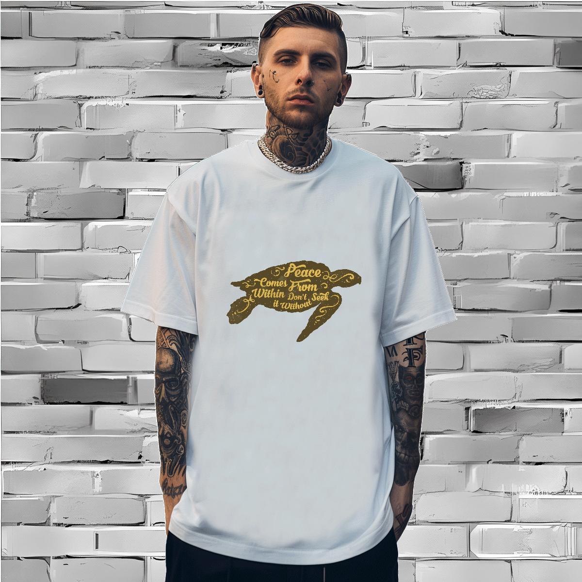 T-Shirts 230g Pure Cotton tortoise Beach Breathable Crew Neck Anime Men Tshirts Classic Casual Brand Tees Shirts