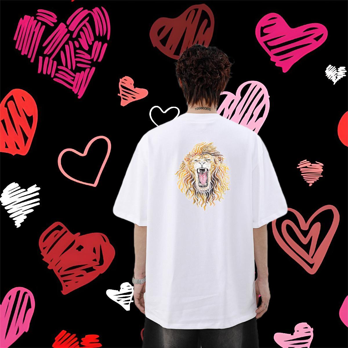 Fashion Design T Shirt For Man 100% Cotton 230g lion Sport Wear Breathable Short Sleeve Cool Men Clothes T-Shirt Custom Print Plus Size