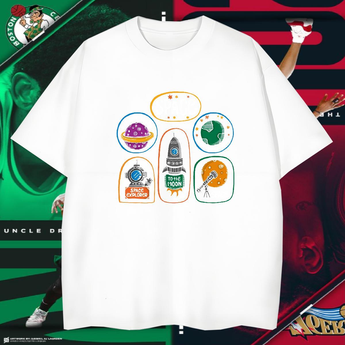 T-Shirts for Men 230g 100% Cotton planet Street wear Hip Hop Crew Neck Breathable Customized Print Tshirt for Man Woman Fashion Designer Cool Clothing