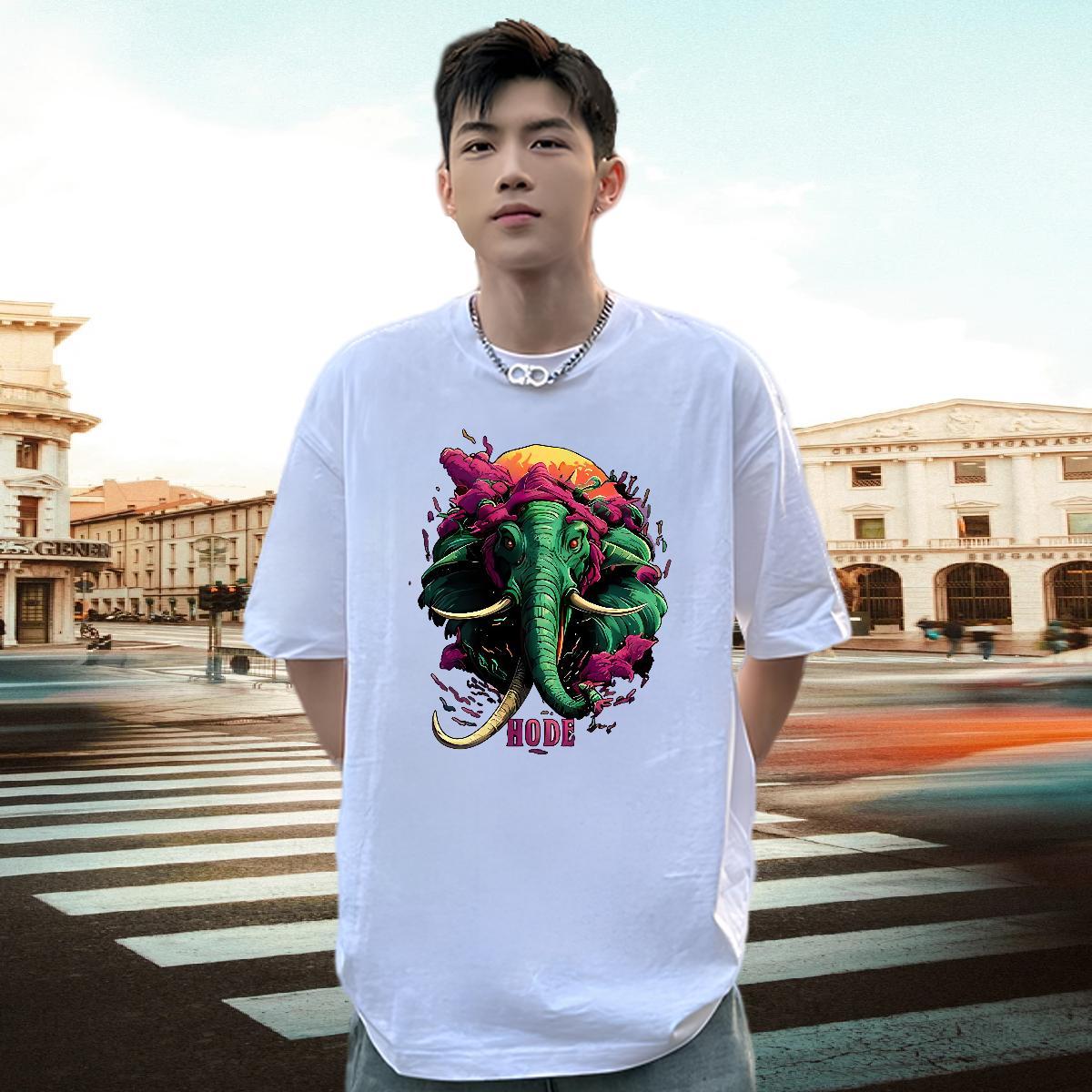 Classic Casual T Shirts Men 230g 100% Cotton Daily Wear Clothes Crew Neck Soft Men Tees Custom Anime