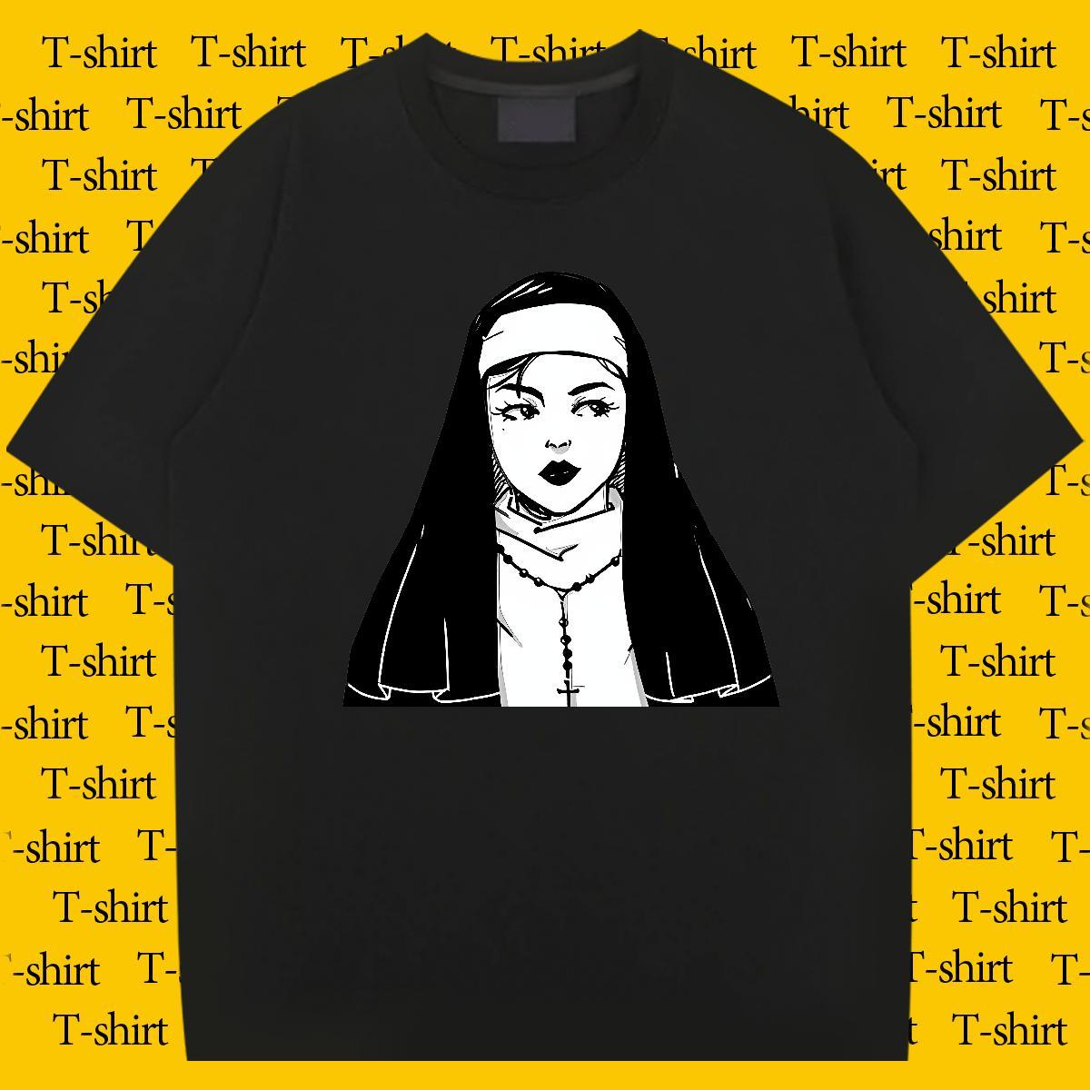 Mens T Shirts 230g 100% Cotton nun Anime Printing Street Pure Cotton Skull Men Clothes T-Shirt Wholesale Loose Fit Clothings