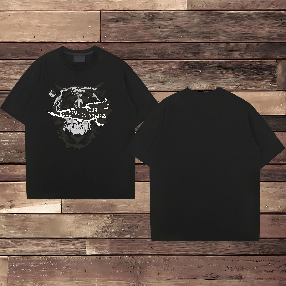 DIY Customized Mens T Shirts 230g Pure Cotton tiger Daily Outfit Tshirts Breathable Wholesale Men Tees Anime Print