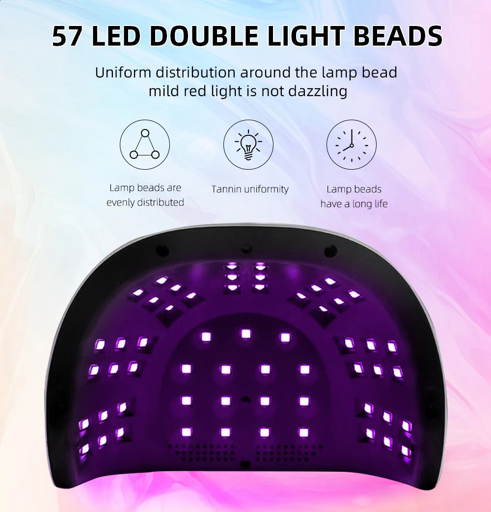 256W UV LED Nail Lamp 57 LEDs Professionals Nail Dryer for Curing All Nail Gel Manicure Lamp with Motion Sensor Nail Salon Use 240729