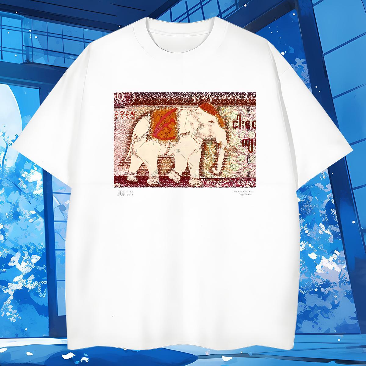 Fashion Design T Shirt For Man 230g Cotton elephant Anime Printing Street Wear Breathable Comfortable Men Tees Custom Big Size