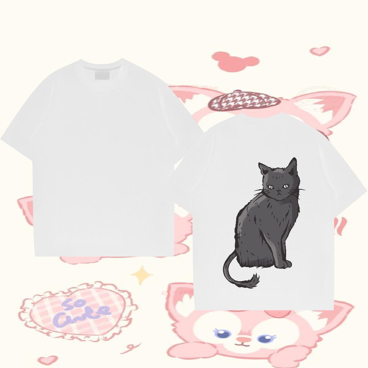 Designer Fashion T-Shirts for Men 230g Pure Cotton cat Sport Tees Shirts Crew Neck Free Shipping Couples T Shirts Graphic