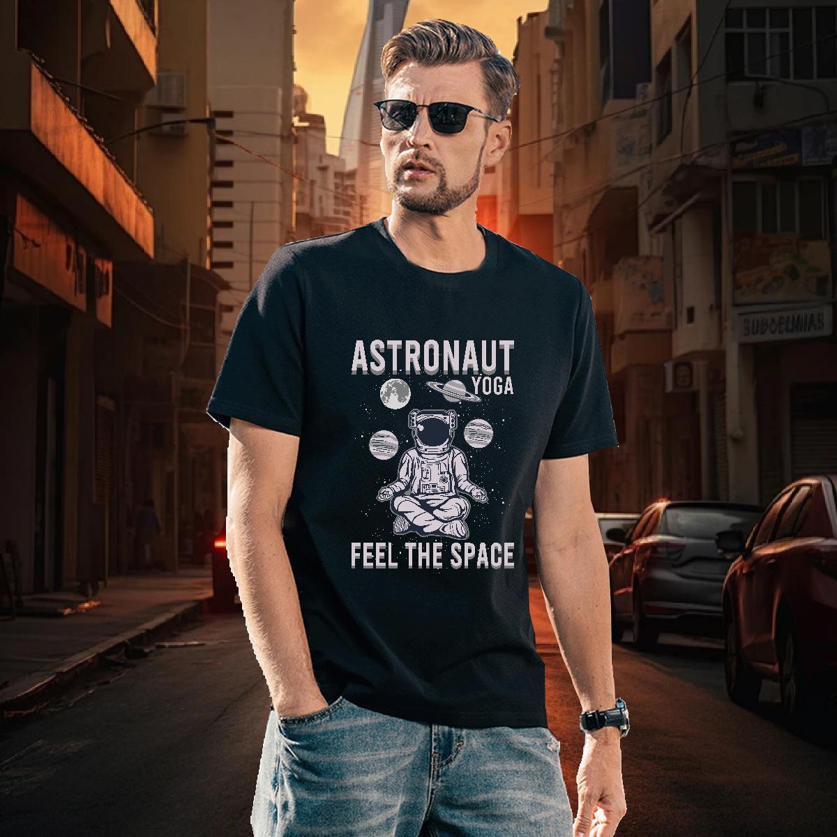 Mens T Shirts 230g Cotton universe Beach Crew Neck Cartoon Print Men Tops Tees 2024 New Wholesale Clothings