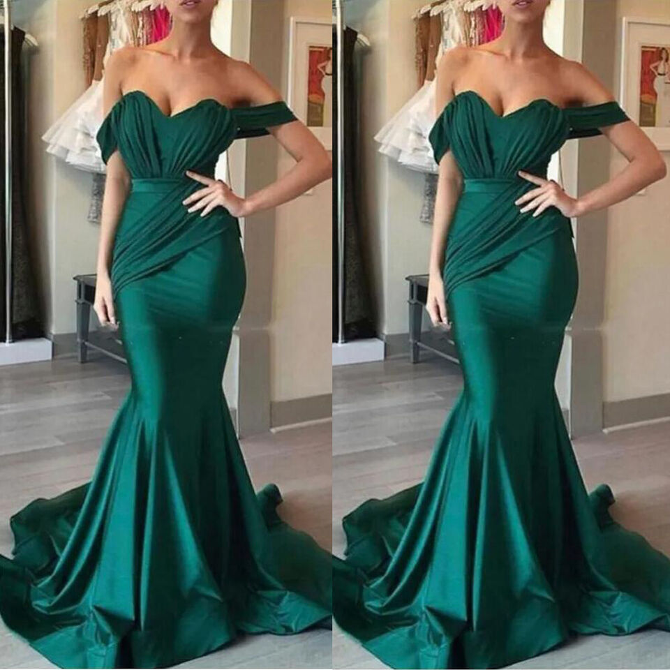 Emerald Green Vintage Prom Dress Formal Evening Dresses Long Sweetheart Pleat Satin Mermaid Evening Gowns Plus Size