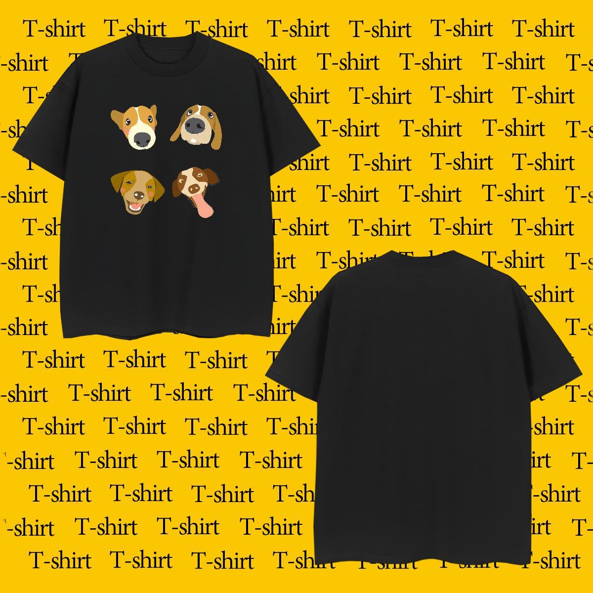 Popular Men Tops Tees 100% Cotton 230g dogs Mens T Shirts Sports Casual Breathable Short Sleeve Anime Classic Tops Shirt