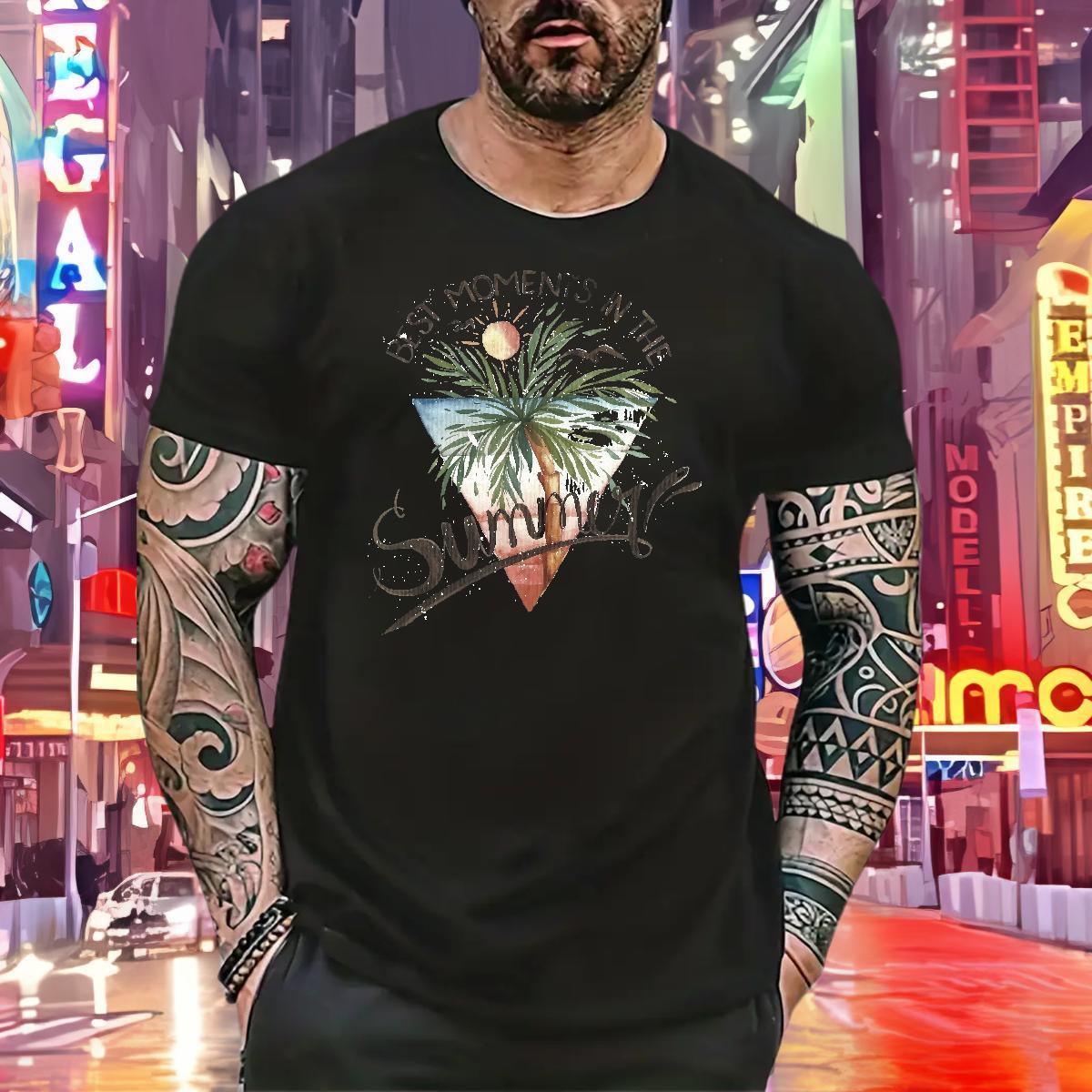 Fashion New T shirt 230g 100% Cotton tree Casual Beach Wear O Neck Short Sleeves Free Shipping Men Tshirts White Plus Size