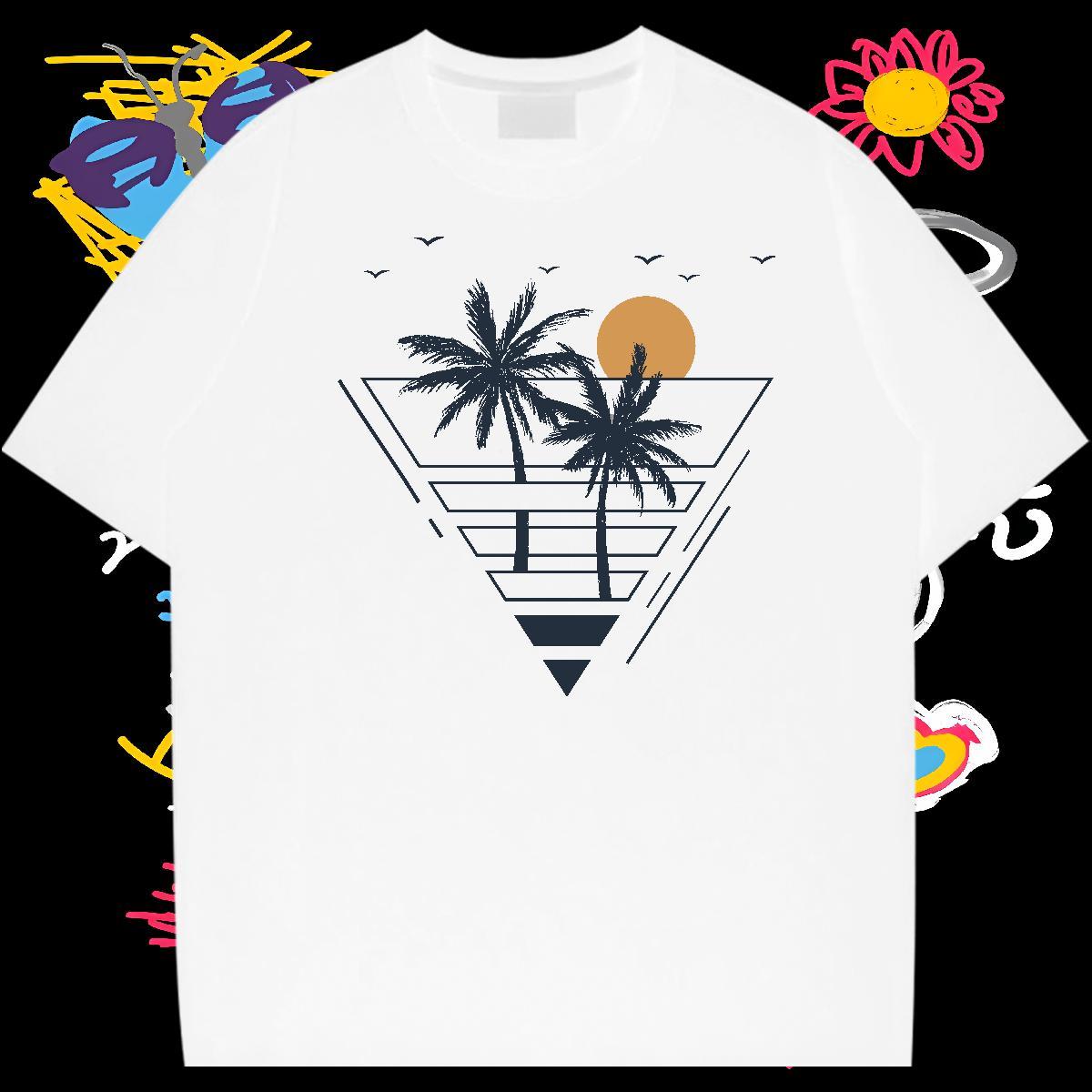 2024 Summer Man T Shirts 230g Cotton tree Outdoor Tops Short Sleeve Soft Loose Tshirt for Man Woman Oversized 3XL 4XL