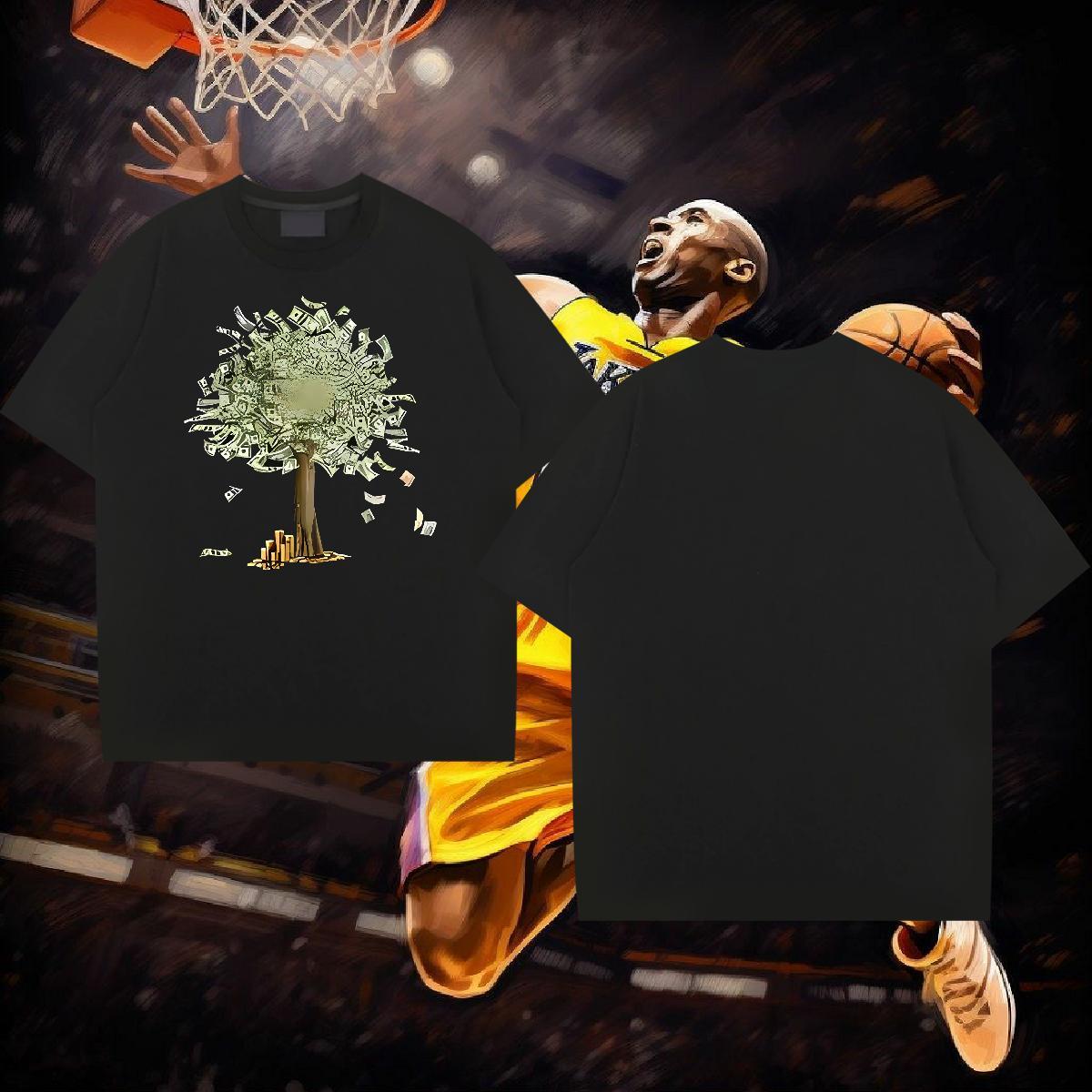 2024 New Man T Shirts 100% Cotton 230g tree Outdoor Polos O Neck Short Sleeves Cool Design Tshirts Oversized 3XL 4XL