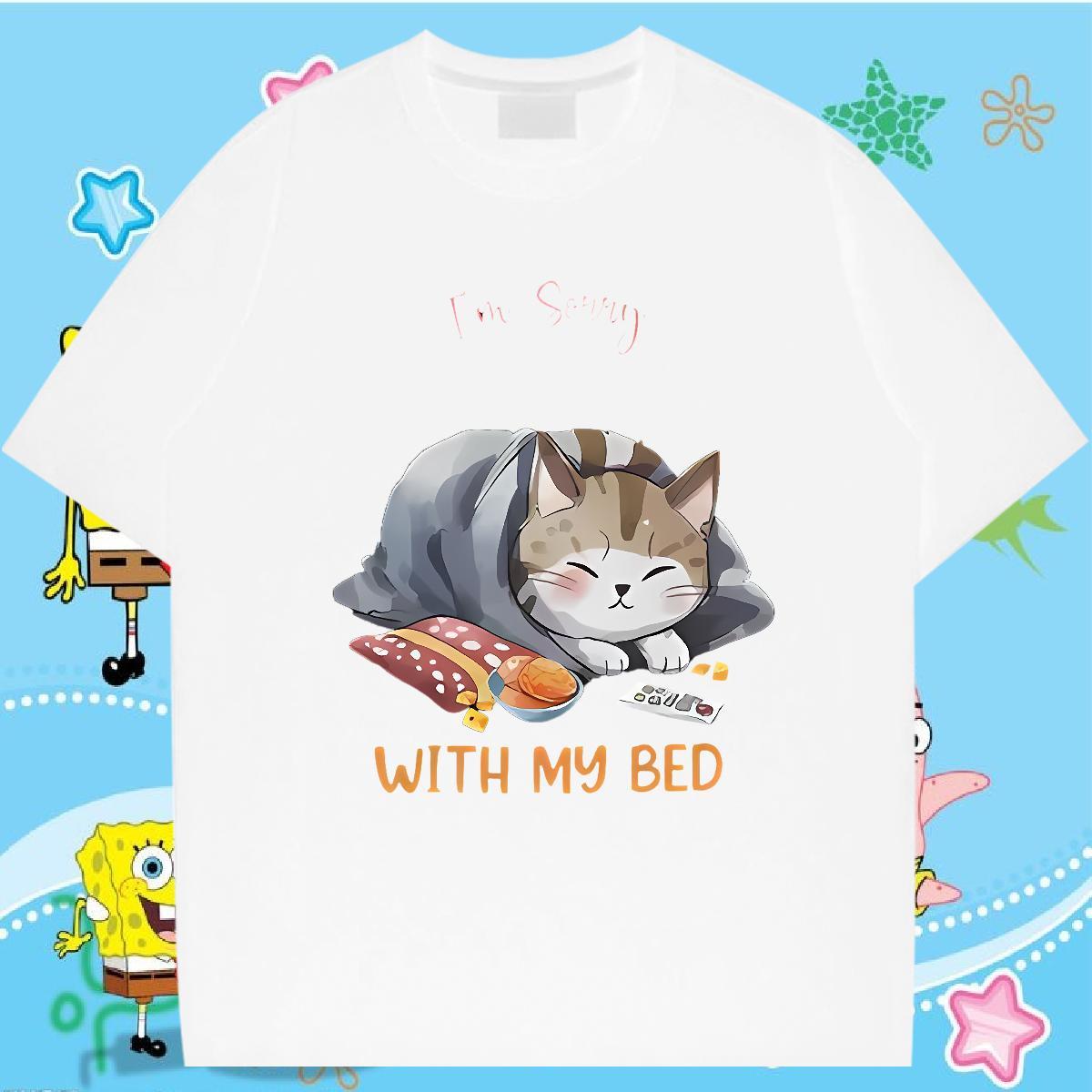 Fashion Design T Shirt For Man 230g Cotton cat Hip Hop Street Tshirts O-Neck Short Sleeve Free Shipping Men Tees DIY