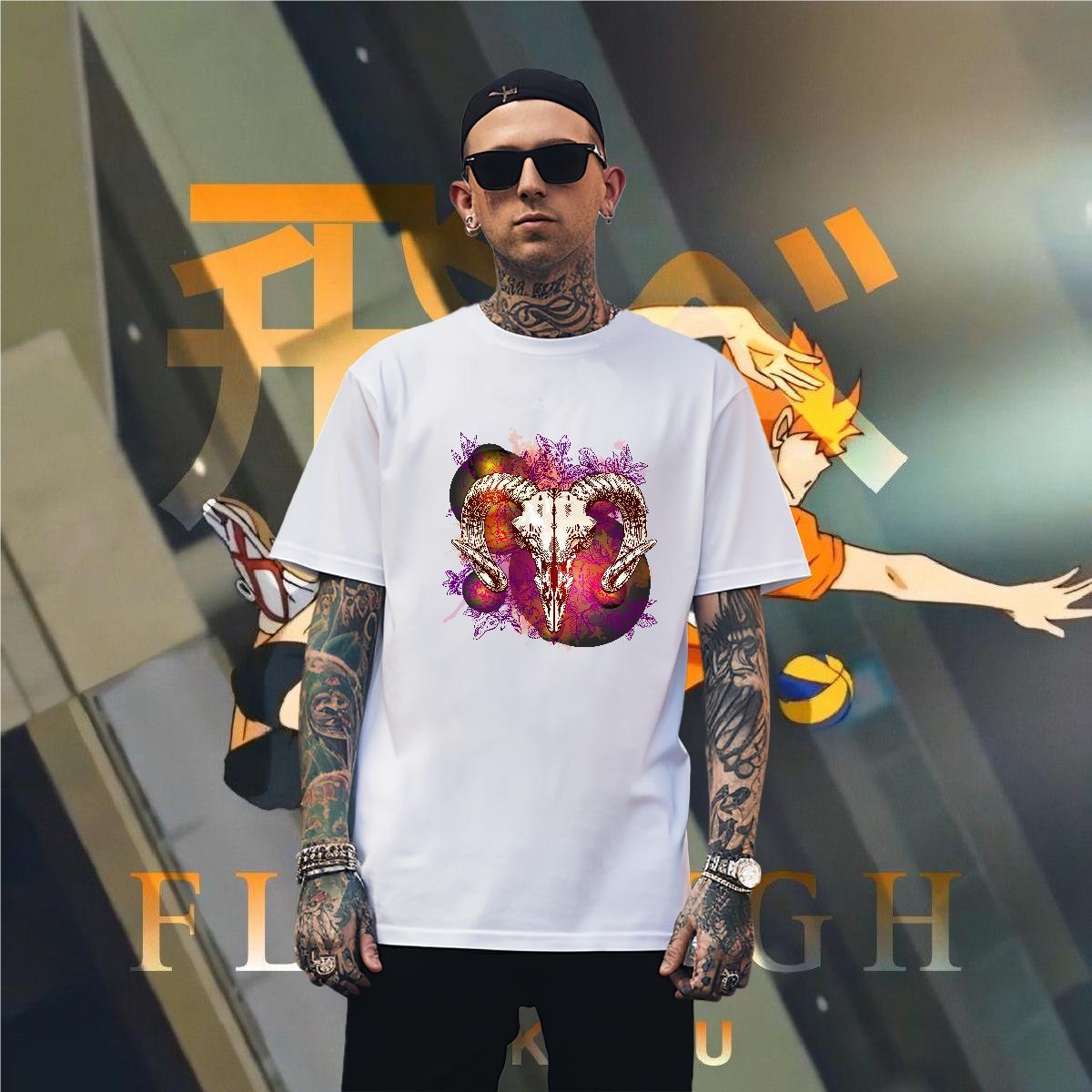 T shirt 230g Cotton sheep Casual Beach O-Neck Short Sleeve Custom Print Plus Size Men Tshirts Classic Casual Cool Design Tops Shirt