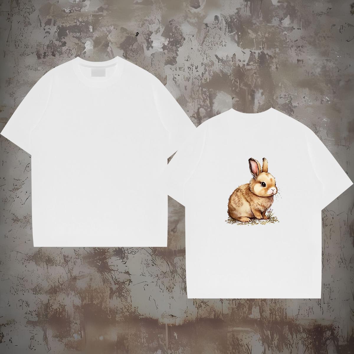 Fashion Design T Shirts Men 230g Pure Cotton rabbit Sport Tops Tees O-Neck Short Sleeve Designer Tshirt for Man Woman DIY Anime