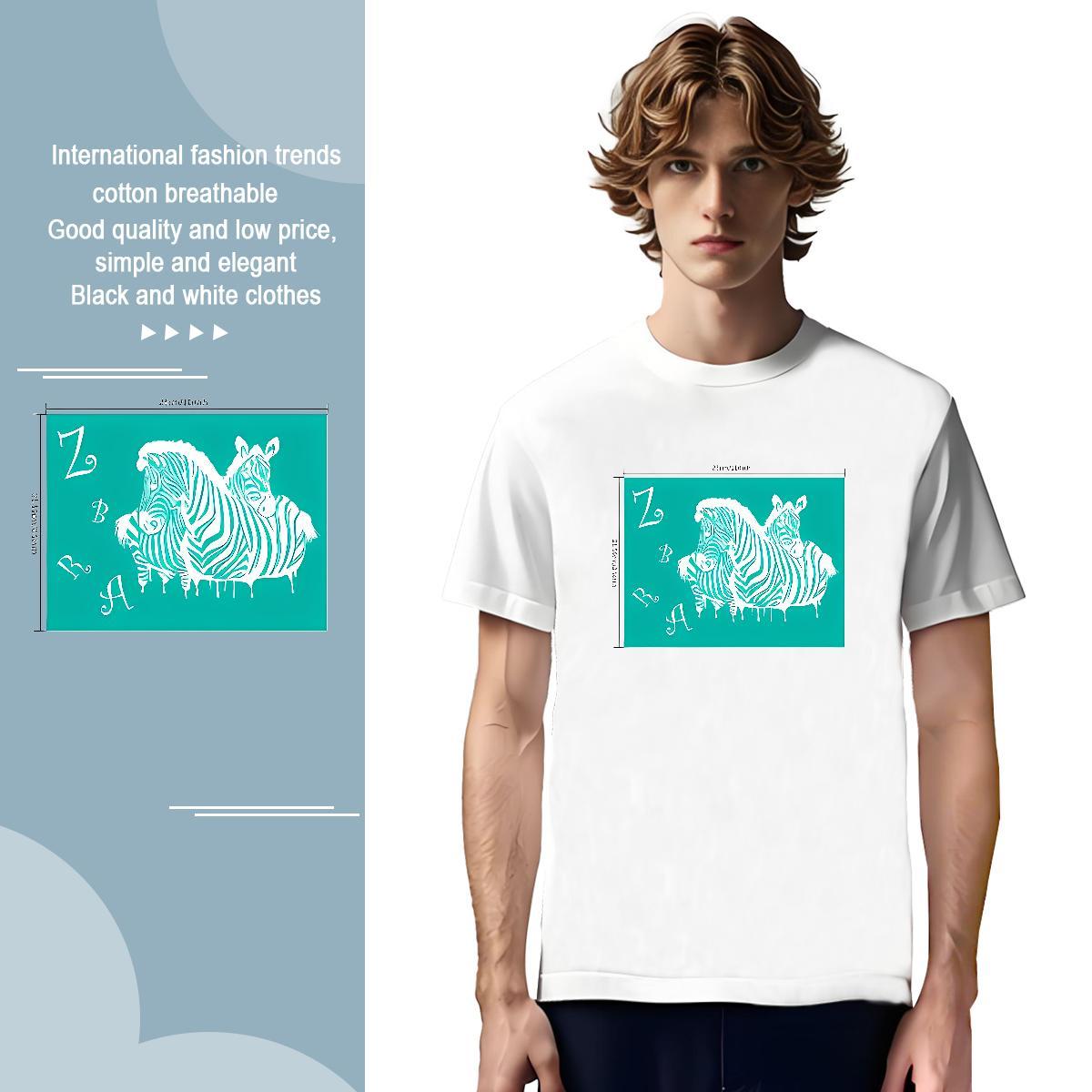 Men T Shirts 230g Cotton horse Daily Wear O Neck Short Sleeves Asian Size Men Tshirts DIY Classic Clothings