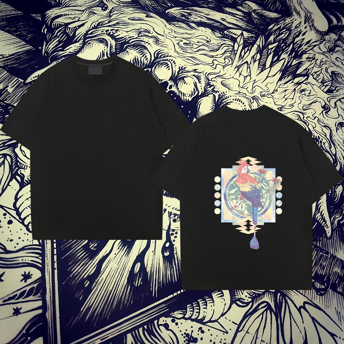 DIY T Shirt For Man 100% Cotton 230g bird Daily Outfit Tops Round Neck Short Sleeve Cool Men Tops Tees Anime