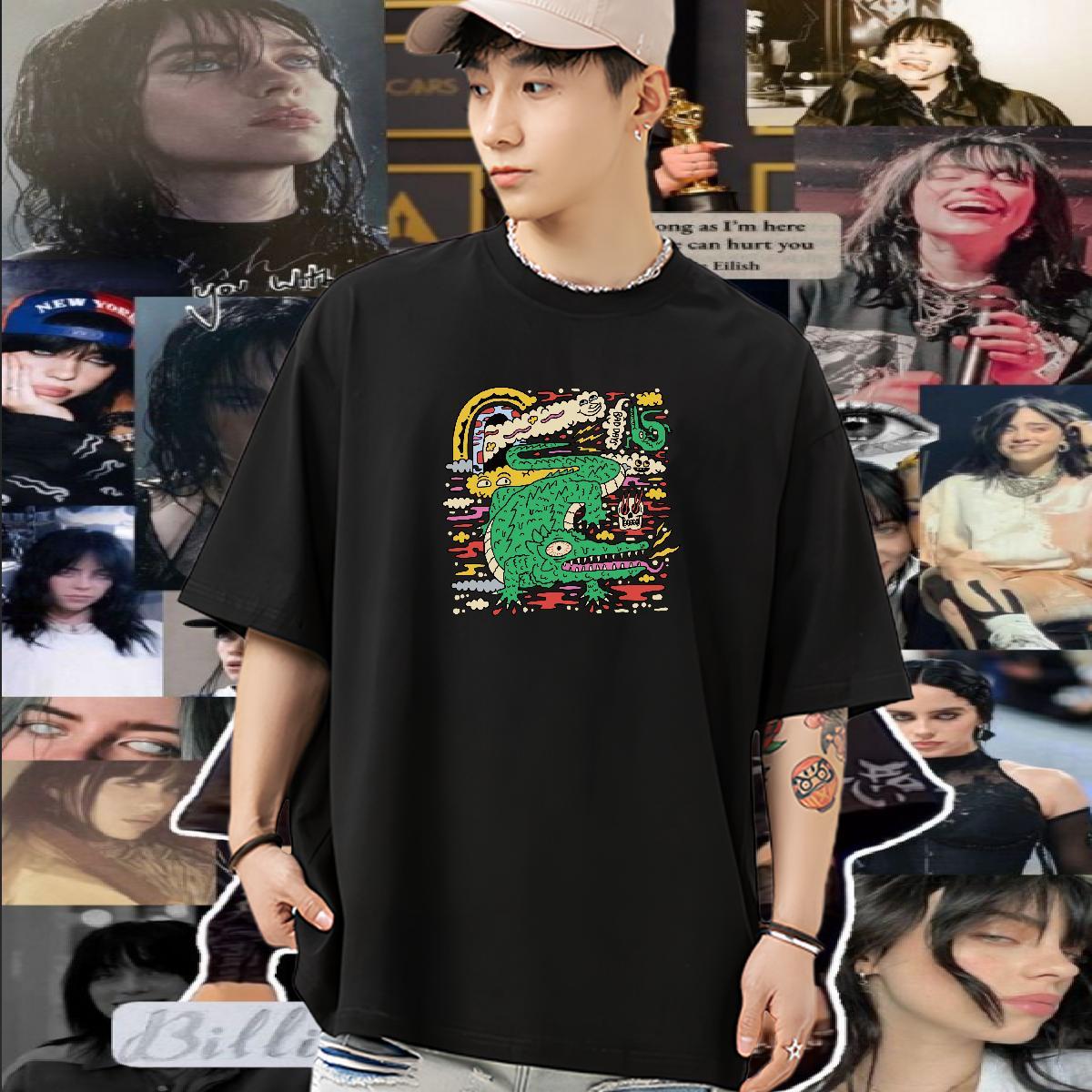 Factory Direct Man T Shirts 100% Cotton 230g crocodile Street Wear Tops Shirt Crew Neck Breathable High Quality Men Tees White Plus Size