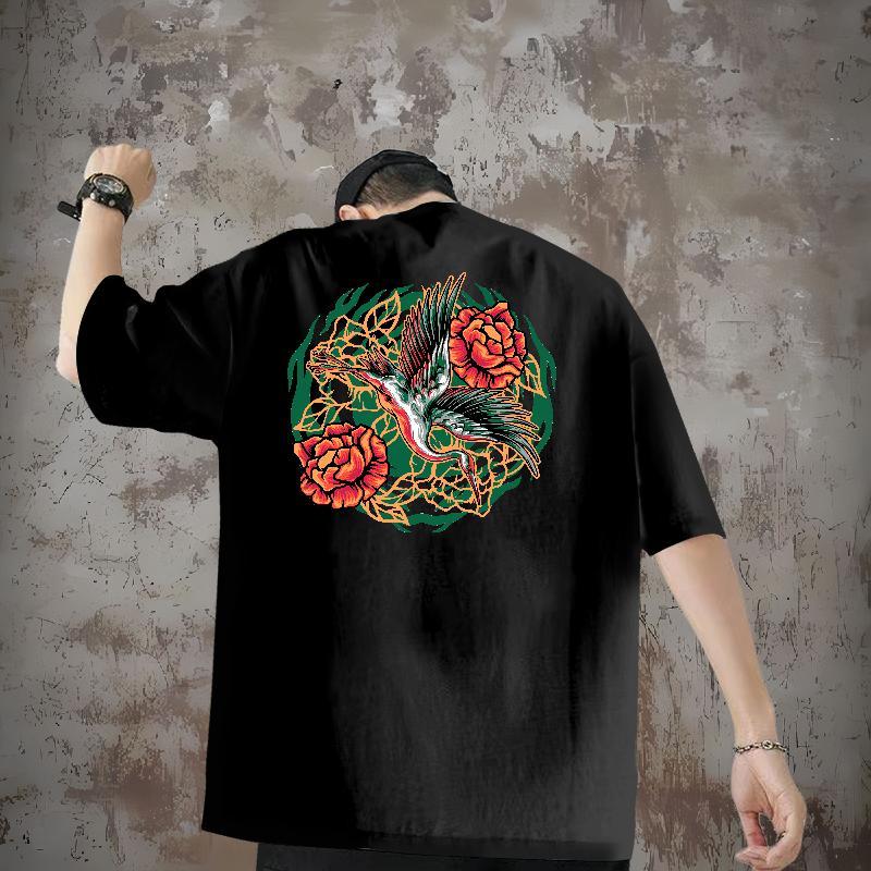 Wholesale Men T Shirts 230g Pure Cotton beautiful Street Wear Tees Shirts Short Sleeve O-Neck Free Shipping Couples T Shirts Asian Size