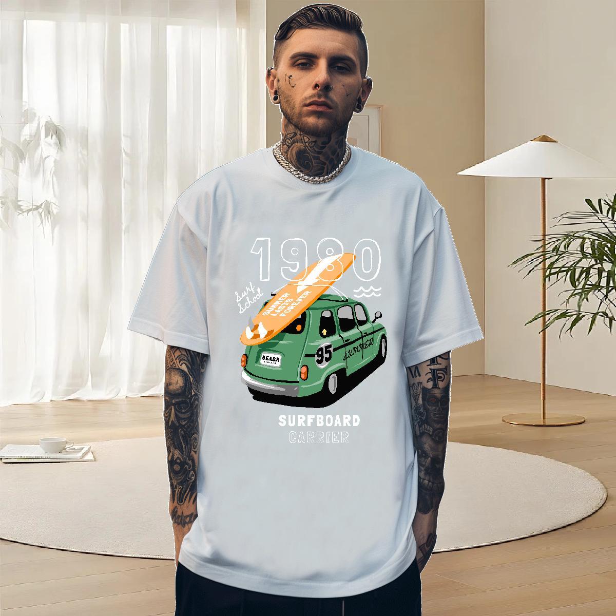 Wholesale Tshirt for Man Woman 100% Cotton 230g Casual car Custom Print Oversized Breathable Crew Neck Free Shipping T-Shirts Tops Shirt