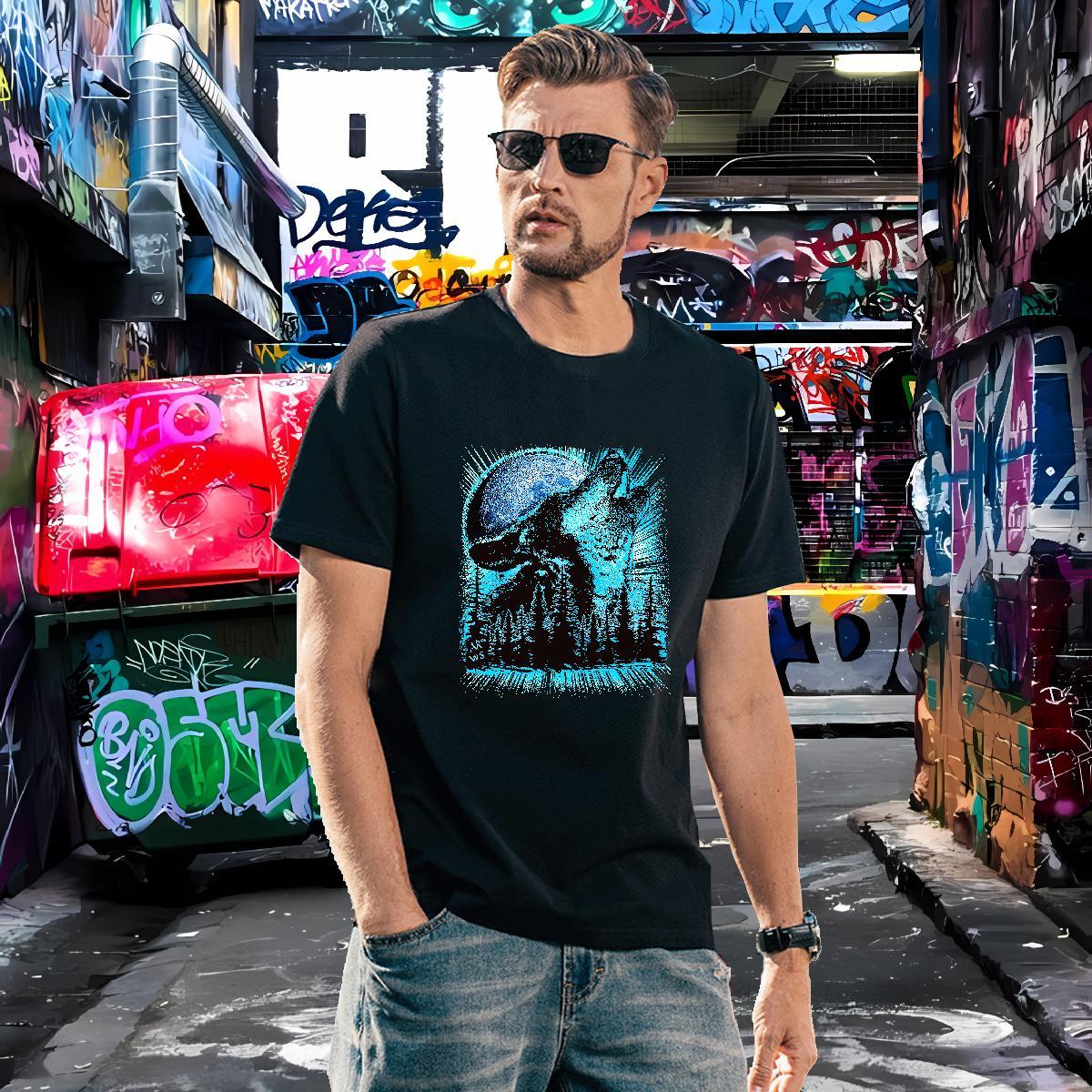 Mens T Shirts 230g Cotton wolf Sport Short Sleeve O-Neck Custom Printed Tshirt for Man Woman Classic Free Shipping Tshirts