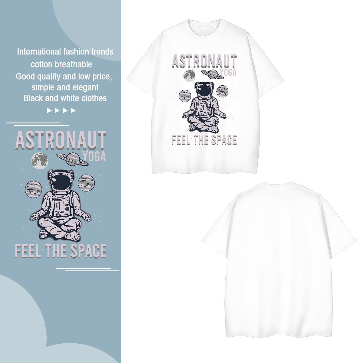 T-Shirts for Men 230g Pure Cotton cosmonaut Street wear Hip Hop O Neck Short Sleeves Custom Printing Mens Tshirts New Free Shipping Tops Shirt