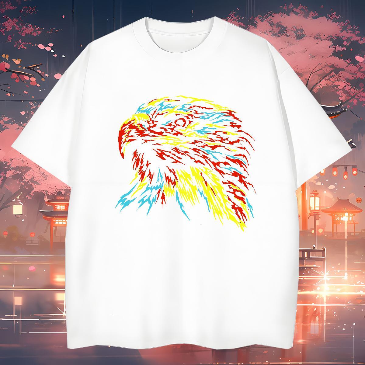 Men T Shirts 230g Cotton eagle Street Casual Short Sleeve O-Neck Plus Size Custom Tshirt for Man Woman DIY Customized Soft Clothes